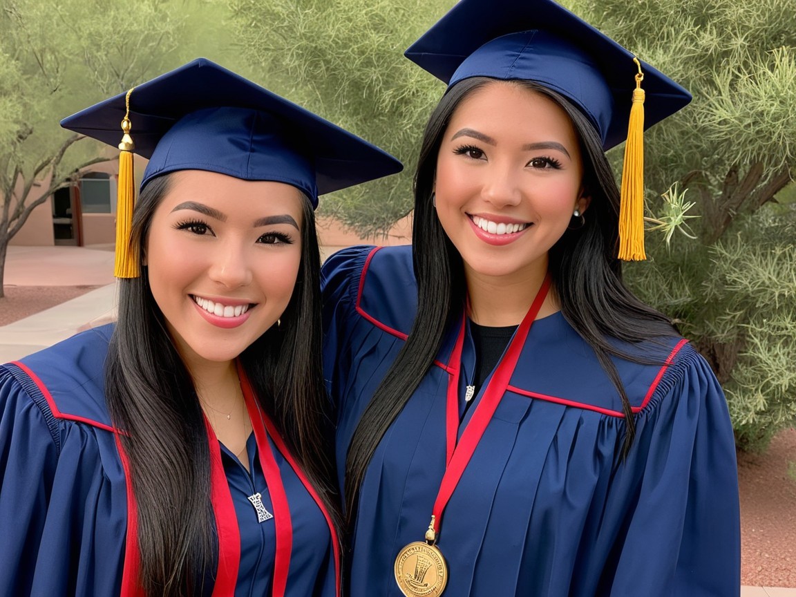Graduates in Caps and Gowns Celebrate Outdoors