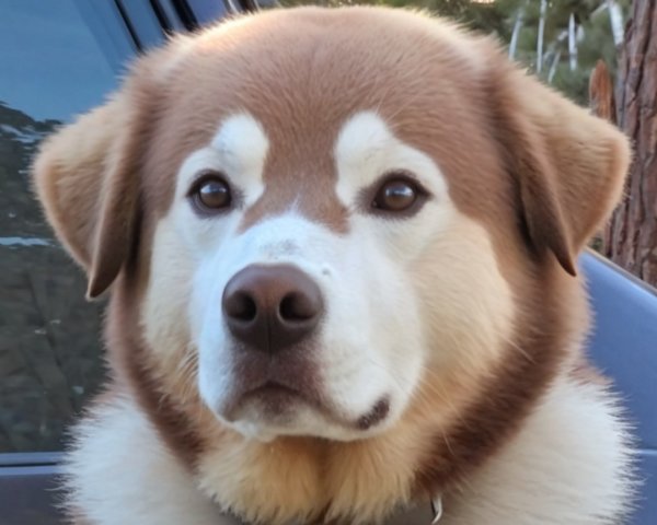 Fluffy Dog with Cream and Brown Thick Coat