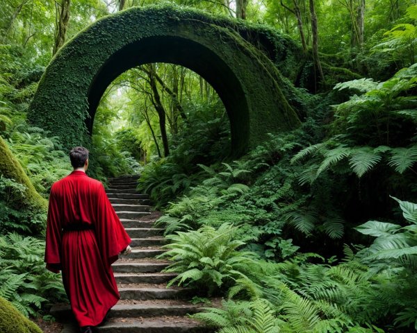 Forest Path with Lush Green Archway and Sunlight