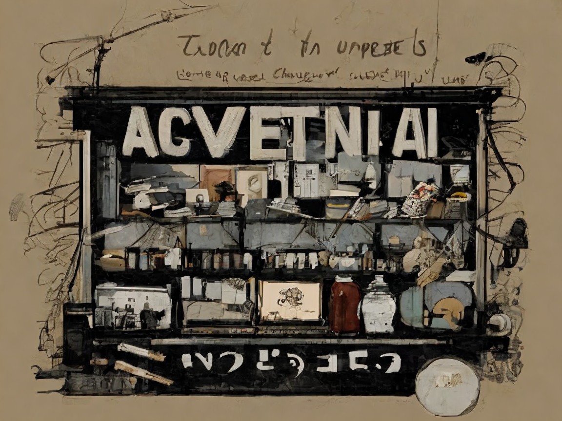 Rustic Market Stall with Handwritten Notes and Jars