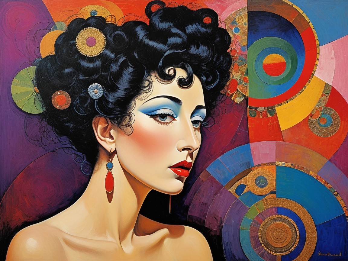 Portrait of a Woman with Colorful Accessories and Makeup