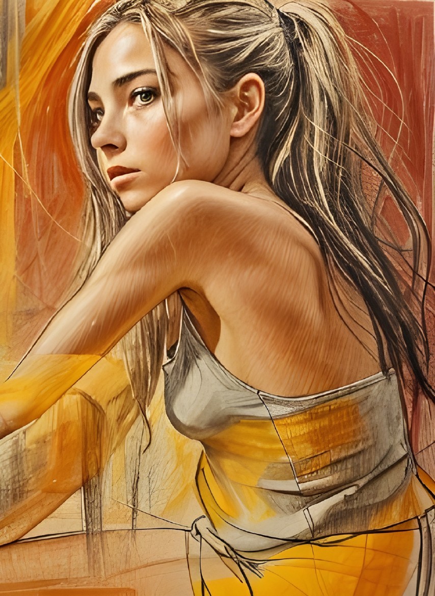 Young Woman with Long Hair in Warm Tones