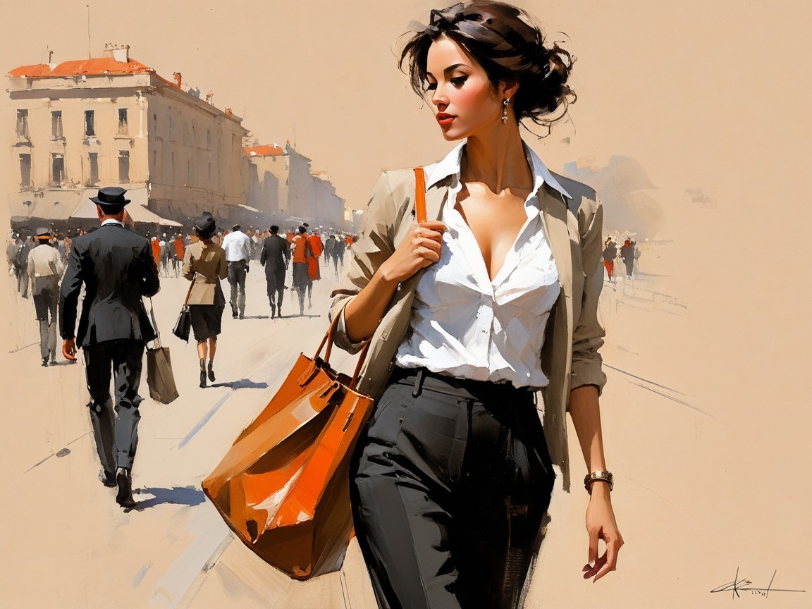Stylish Woman in Urban Elegance on City Street