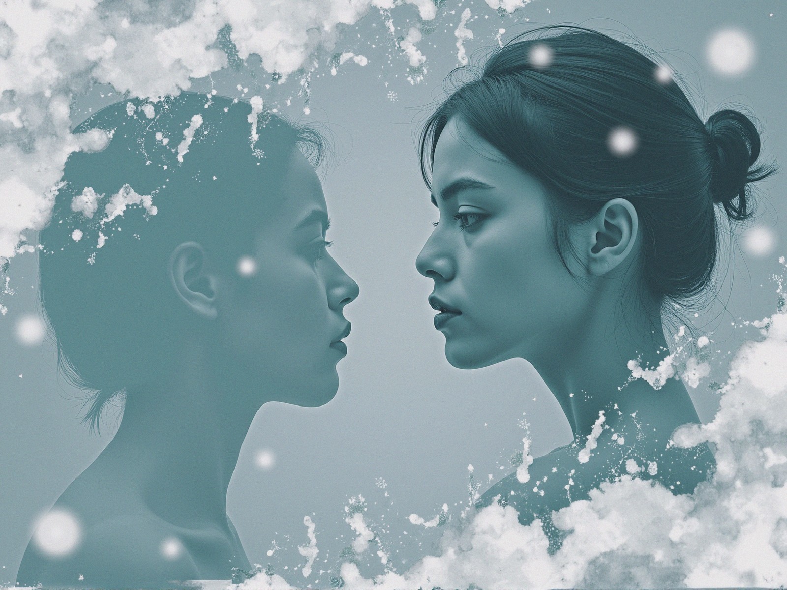 Profile View of a Woman with Ethereal Background