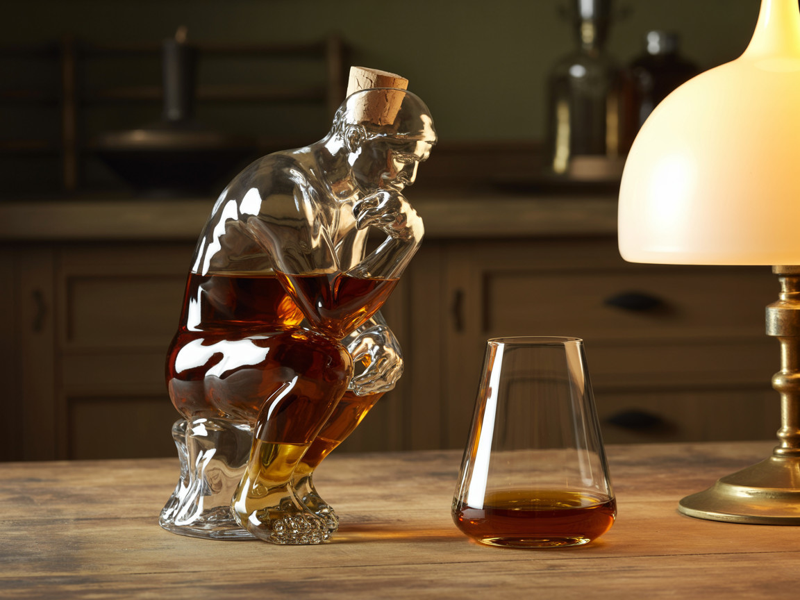 Glass Decanter and Whiskey Glass in Cozy Setting
