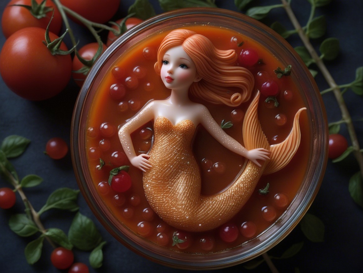 Mermaid Figurine in Colorful Soup Display