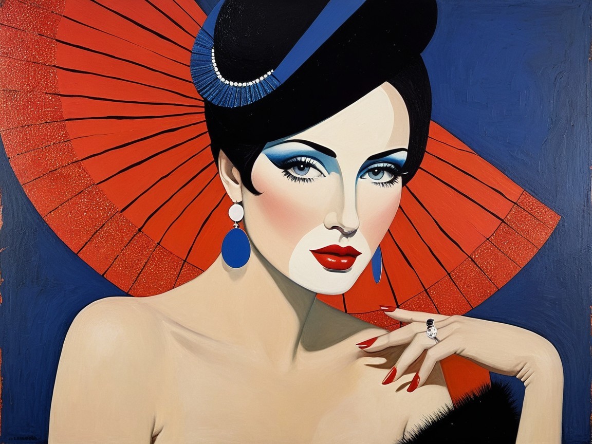 Glamorous Woman with Bold Makeup and Elegant Accessories