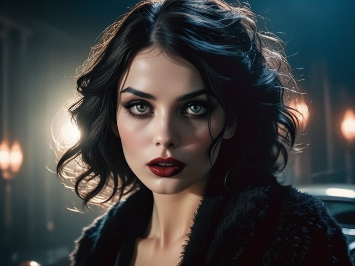 Portrait of a Woman with Glamorous Features and Mood