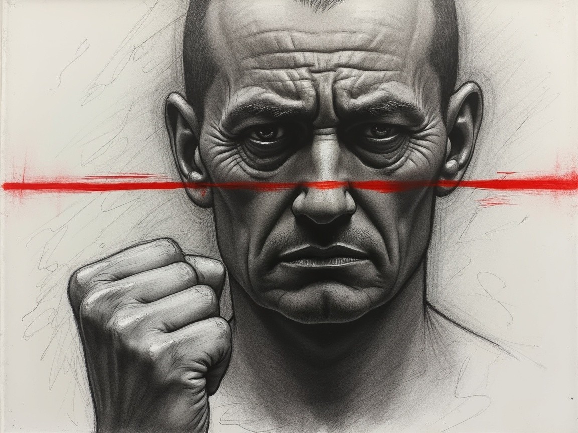 Portrait of a man with intense expressions and contrast
