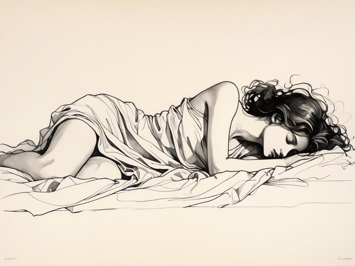 Elegant Figure on Soft Surface in Tranquil Setting