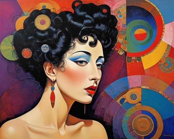 Portrait of a Woman with Colorful Accessories and Makeup