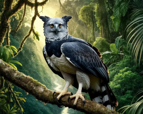 Harpy Eagle Perched in a Lush Jungle Environment