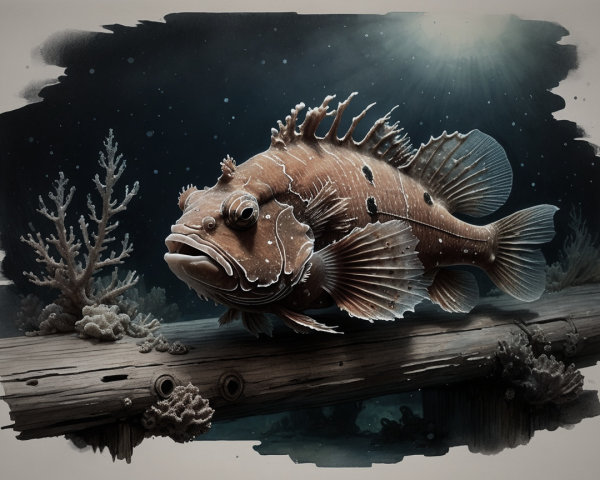 Detailed Fish in Vibrant Underwater Scene with Corals