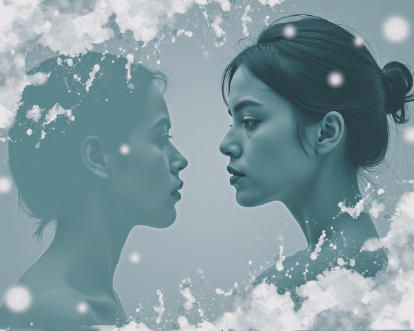 Profile View of a Woman with Ethereal Background