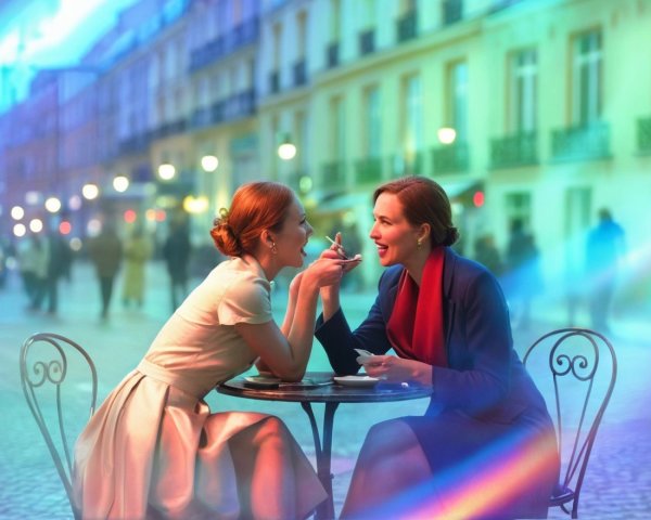 Women Enjoying Dessert at a Cozy Outdoor Café