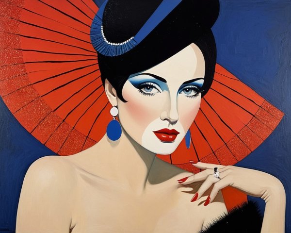 Glamorous Woman with Bold Makeup and Elegant Accessories