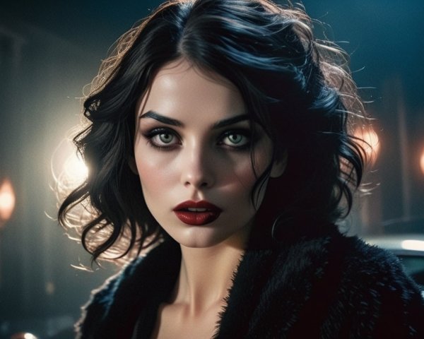 Portrait of a Woman with Glamorous Features and Mood