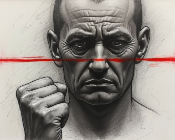 Portrait of a man with intense expressions and contrast