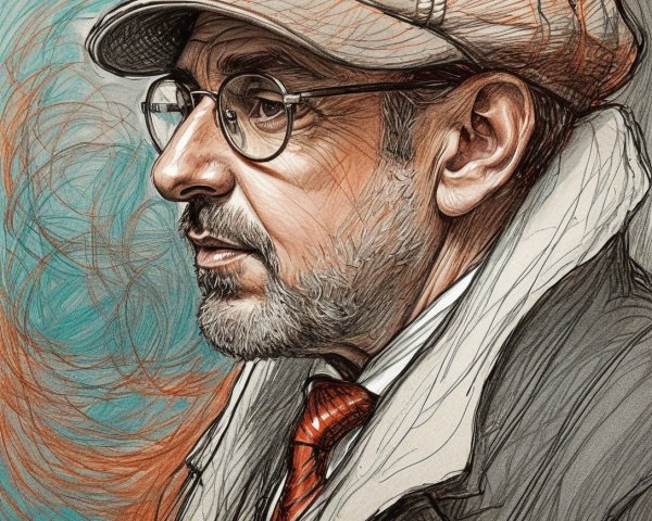 Colorful Portrait of a Thoughtful Man in Profile