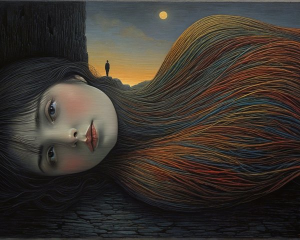 Surreal Portrait of a Woman with Colorful Hair