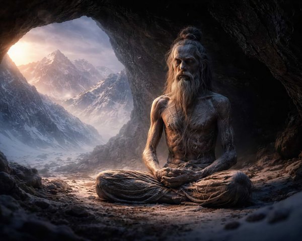 Hyperrealistic Digital Painting of an Ancient Yogi