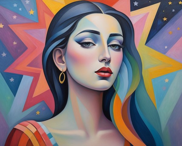 Portrait of a Young Woman with Colorful Background