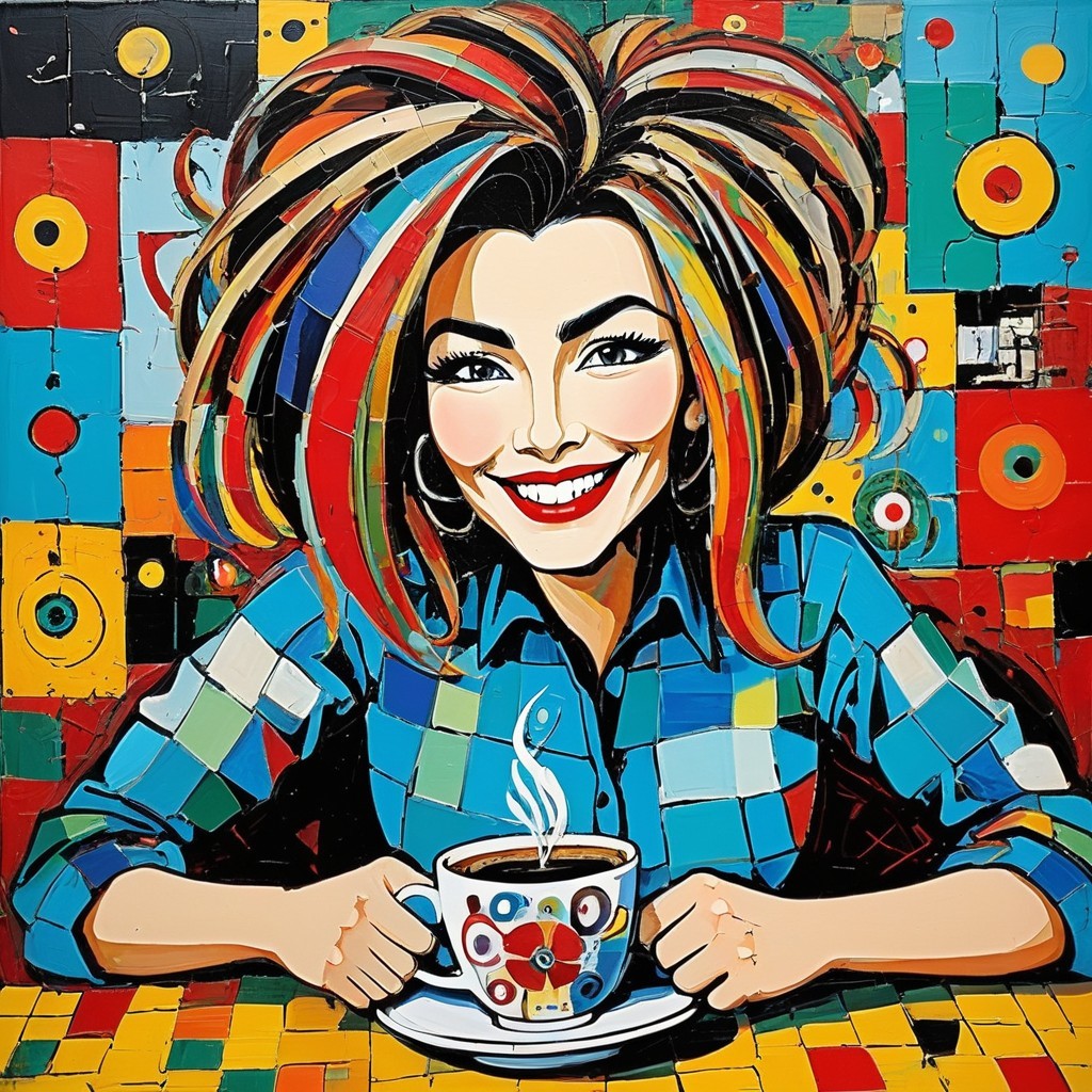 Vibrant Painting of a Woman with Colorful Hair
