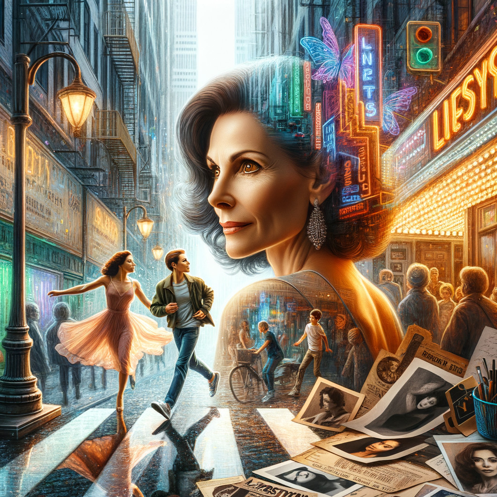 Glamorous Vintage Woman in Vibrant City Scene