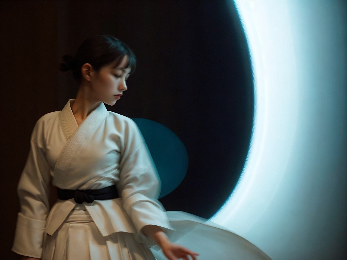 Traditional Kimono in Dimly Lit Elegant Setting