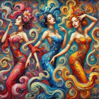 Elegant women in vibrant gowns with floral accents