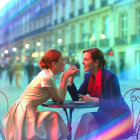Women Enjoying Dessert at a Cozy Outdoor Café