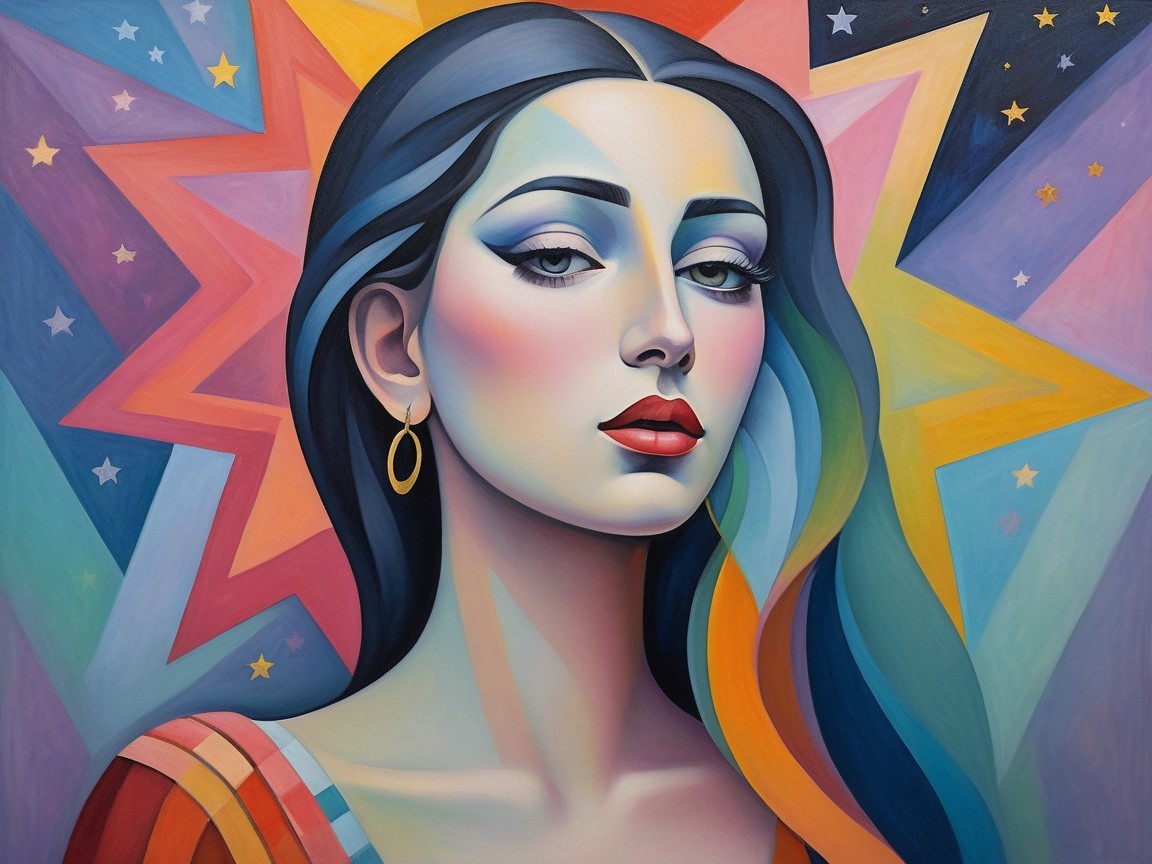 Portrait of a Young Woman with Colorful Background
