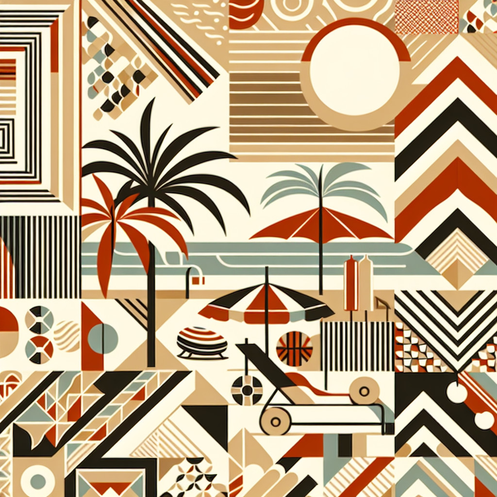 Vibrant Abstract Collage with Tropical Themes