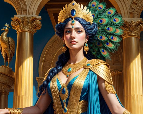 Regal woman in turquoise gown in opulent setting