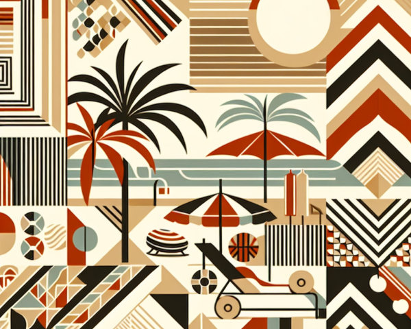 Vibrant Abstract Collage with Tropical Themes