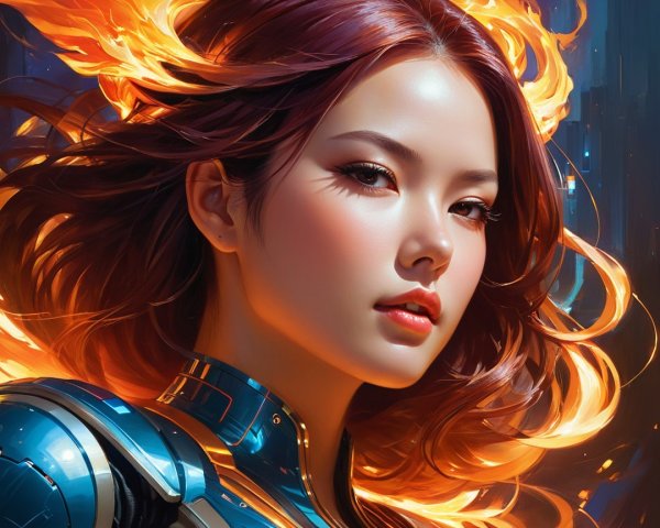 Portrait of a Young Woman in Futuristic Armor