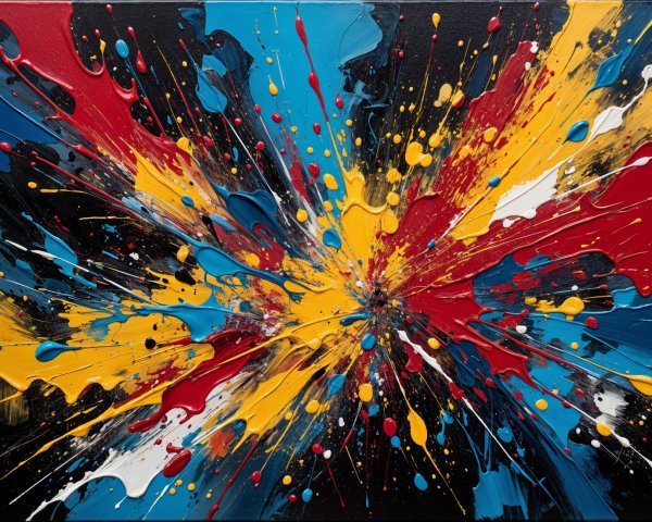 Vibrant Abstract Painting with Red, Yellow, and Blue