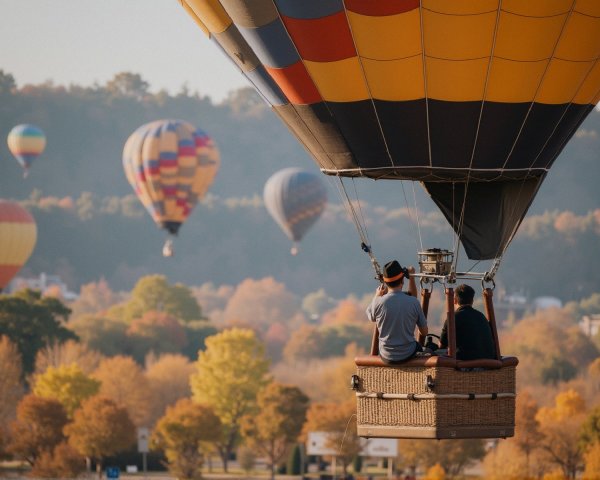 Hot Air Balloons in Colorful Sky Display