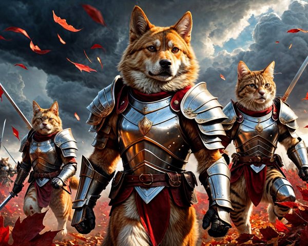 Armored Animals in a Forest of Autumn Leaves