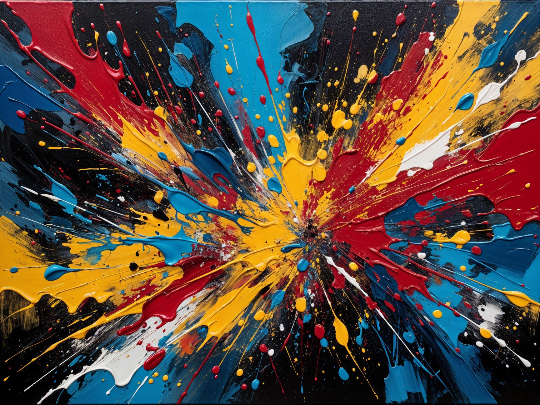 Vibrant Abstract Painting with Red, Yellow, and Blue
