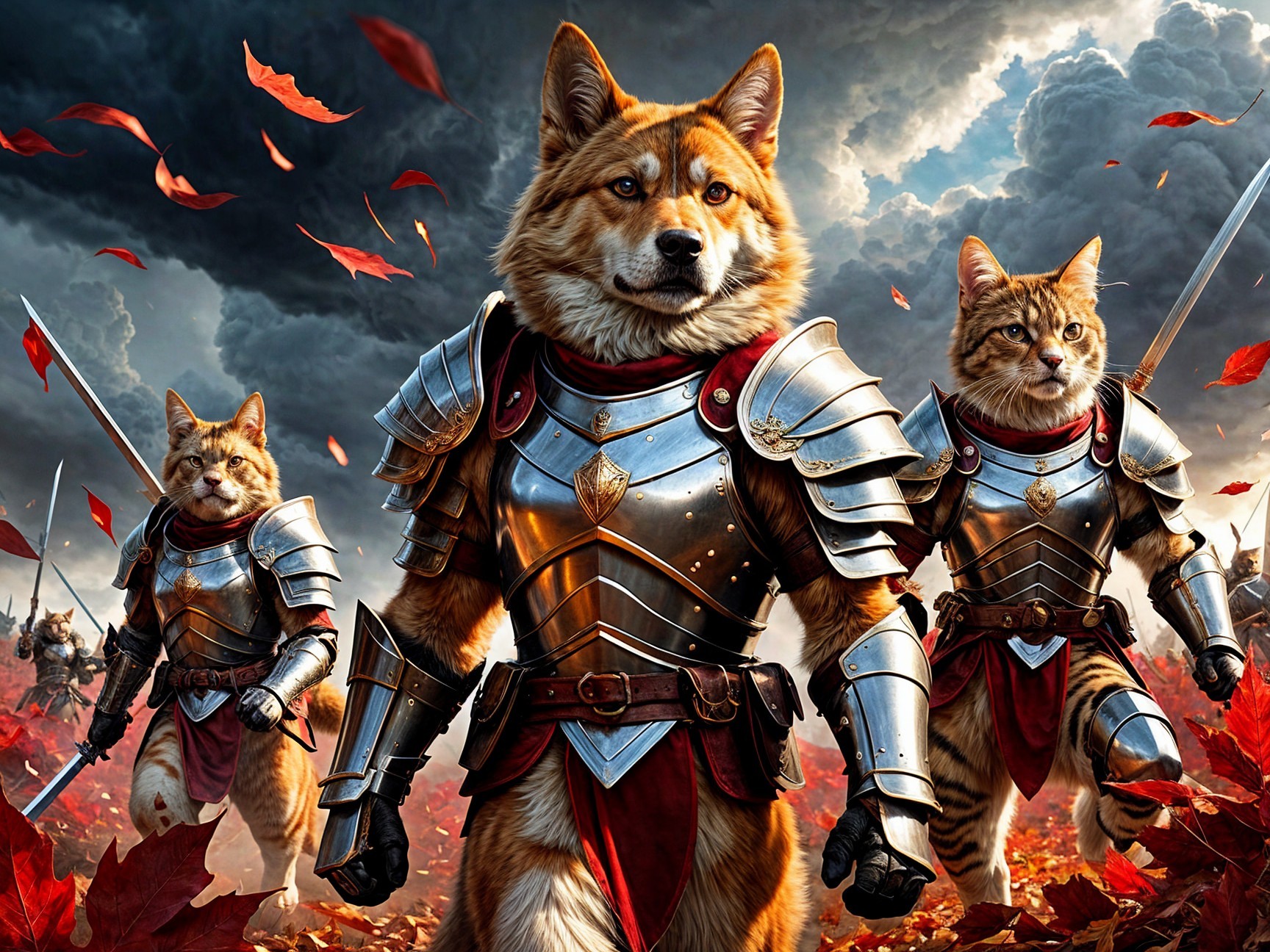 Armored Animals in a Forest of Autumn Leaves