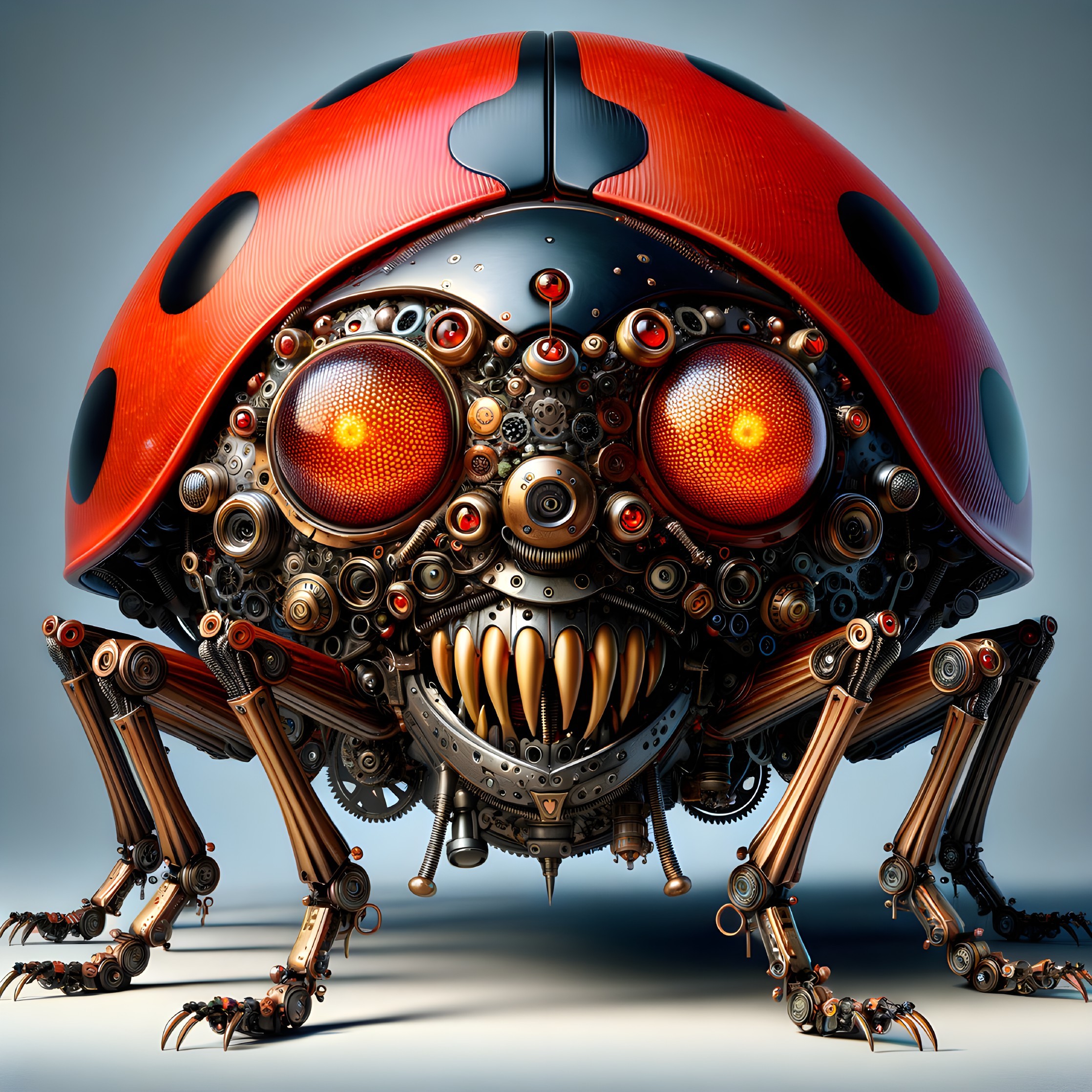 Futuristic Ladybug Robot with Mechanical Features