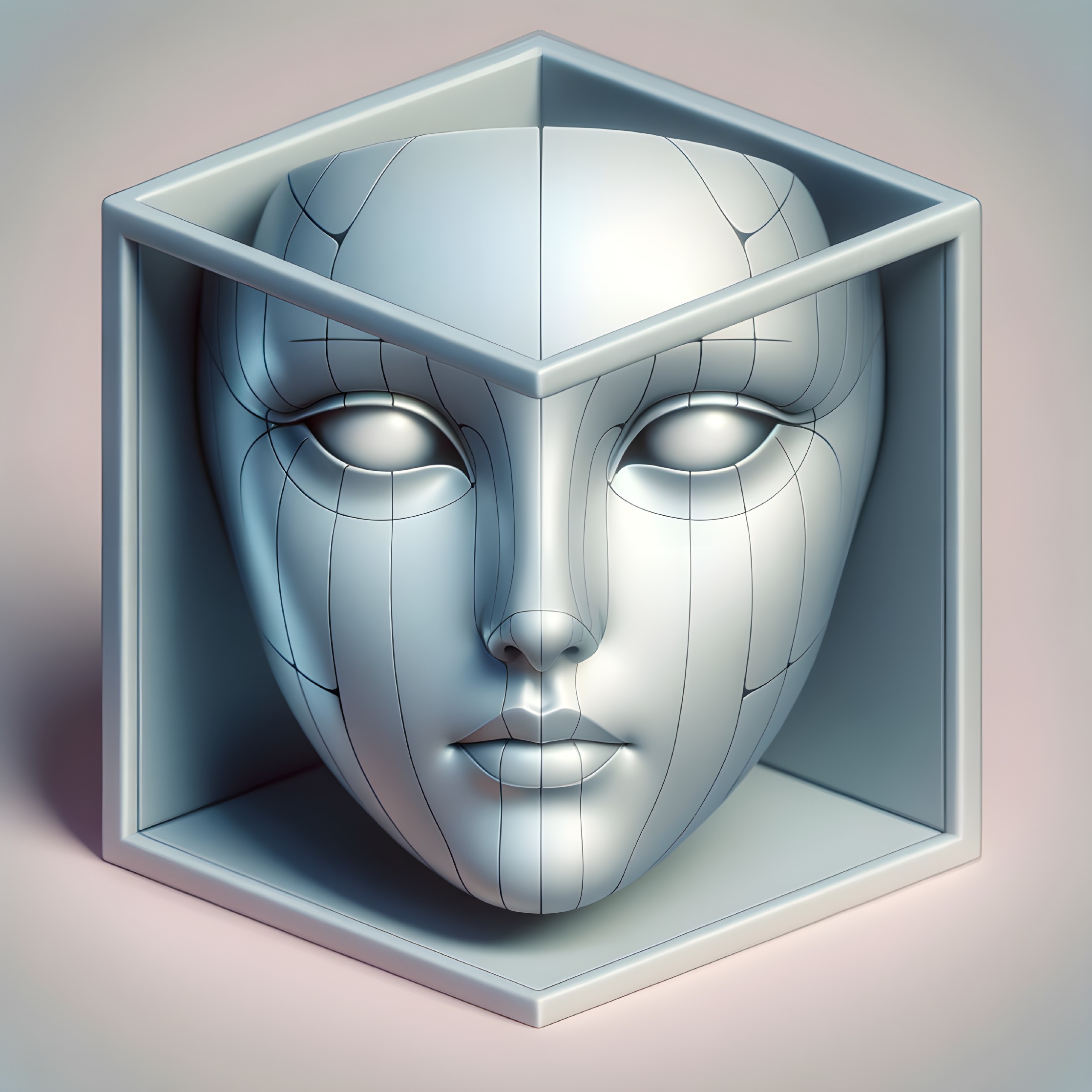 Abstract Human Face in Geometric Cube Design