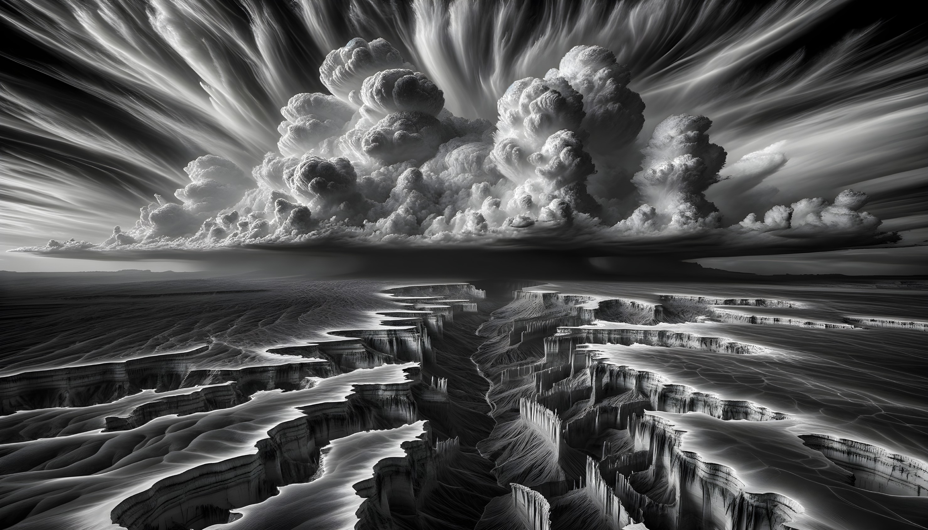 Monochromatic Landscape with Chasm and Cloud Formation