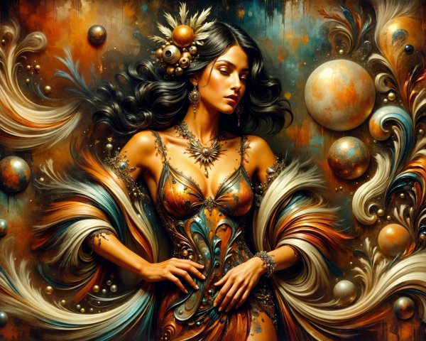Fantasy Portrait of a Woman in Vibrant Attire