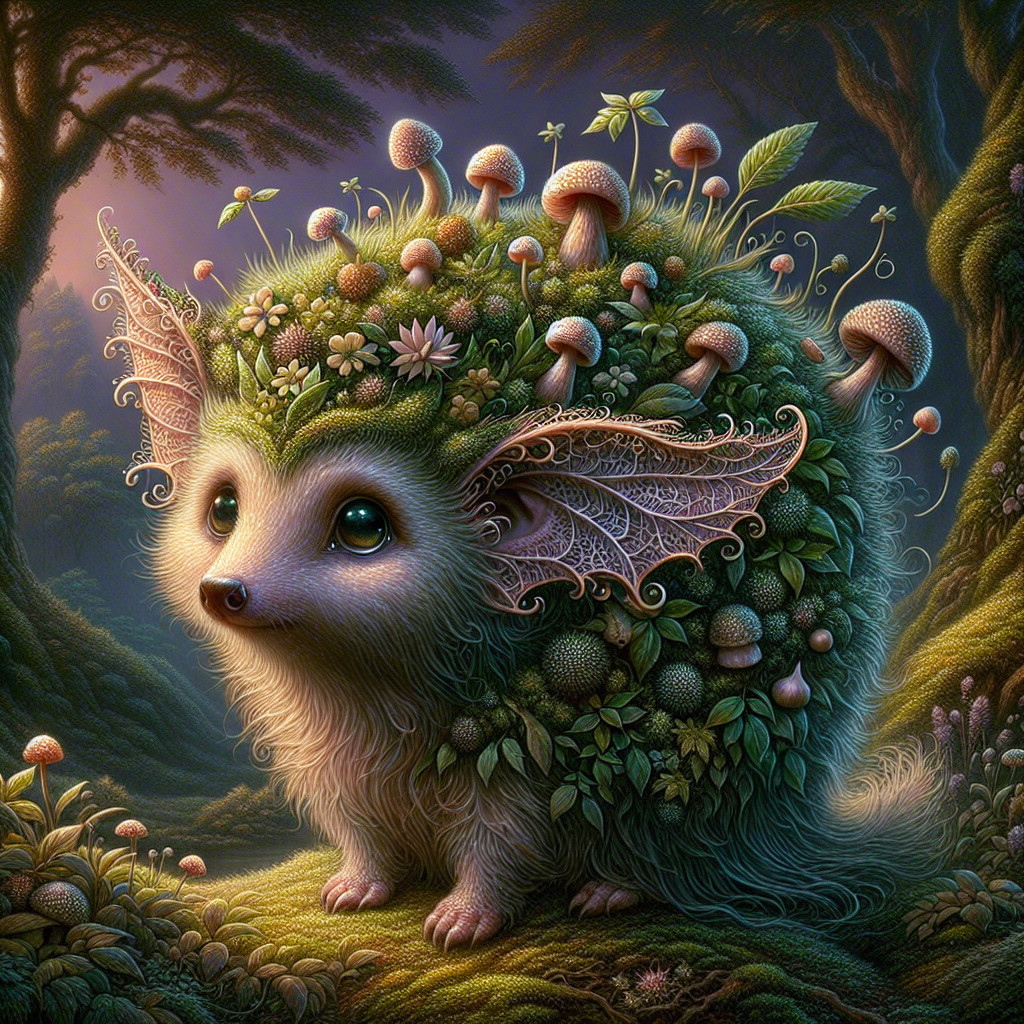 Magical Hedgehog in a Whimsical Forest Setting