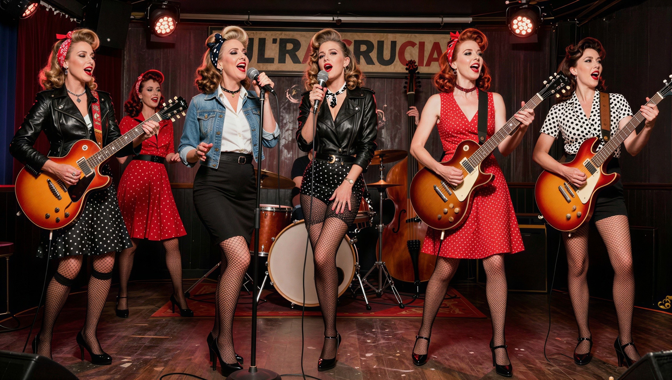 1950s Retro Band Performing on Small Stage