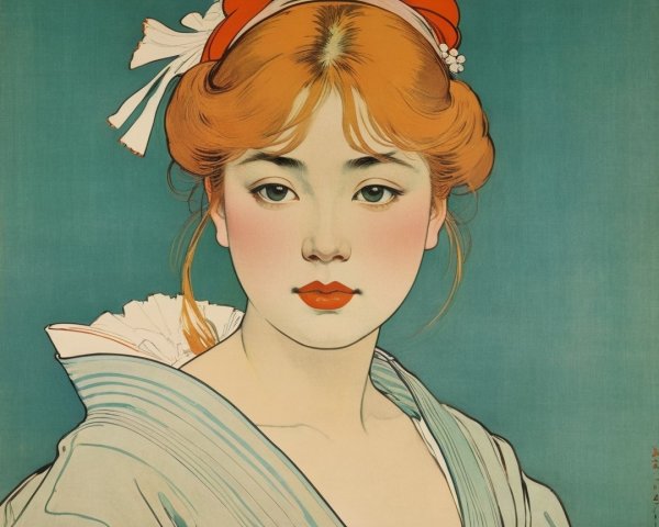 Young woman with striking features in traditional garment