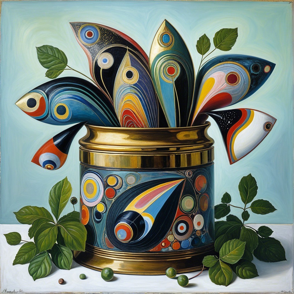 Vibrant Still Life with Colorful Fish and Plants