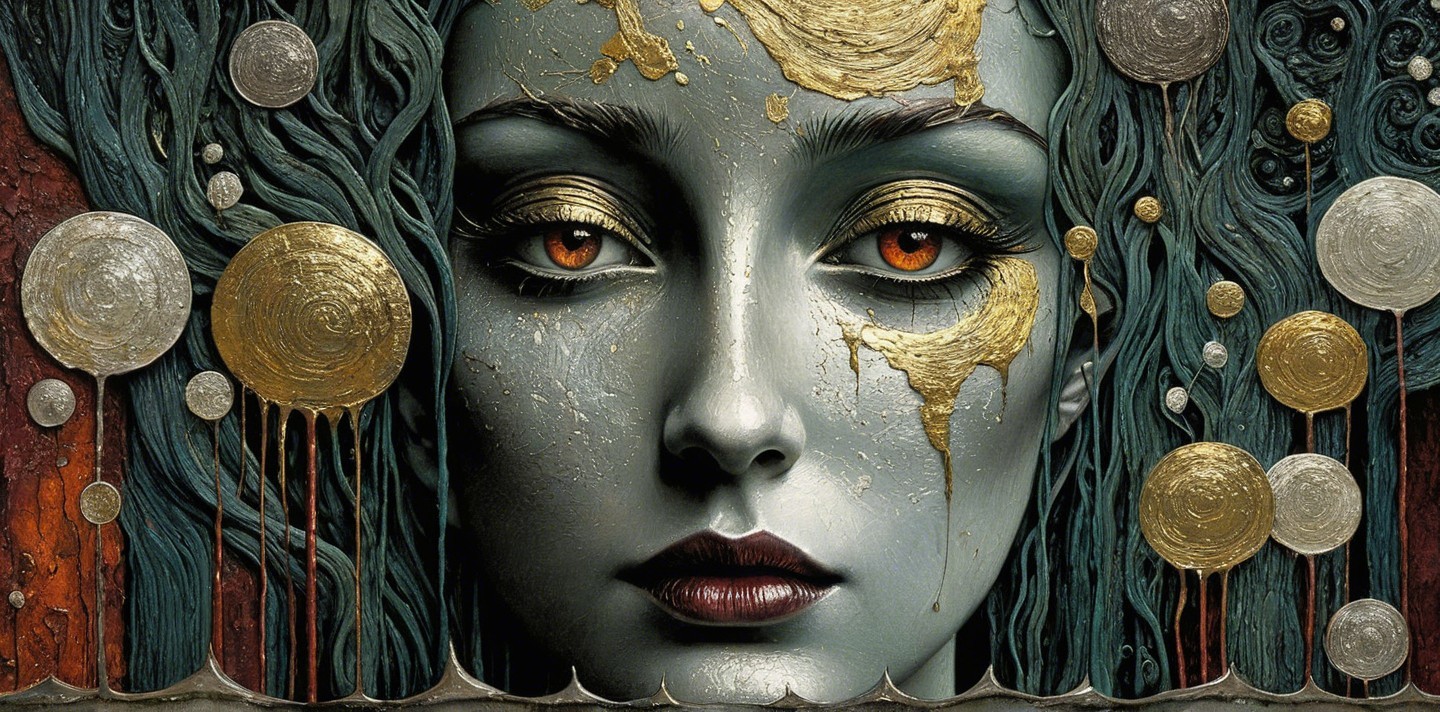 Surreal Portrait of a Woman with Golden Eyes